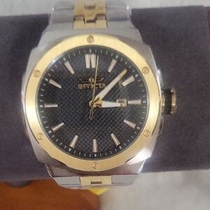 Invicta Two-Tone Watch with Black Dial